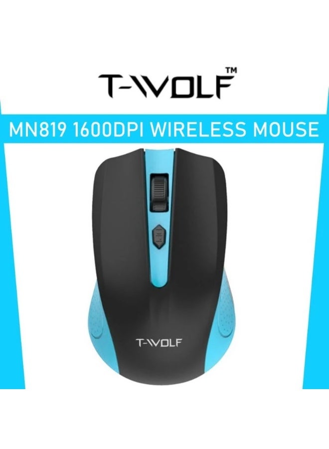 T-WOLF MN819 BIG SIZE MOUSE COLORFUL 1600DPI WIRELESS MOUSE HP S1000 MOUSE ( BLUE ) - Image 1